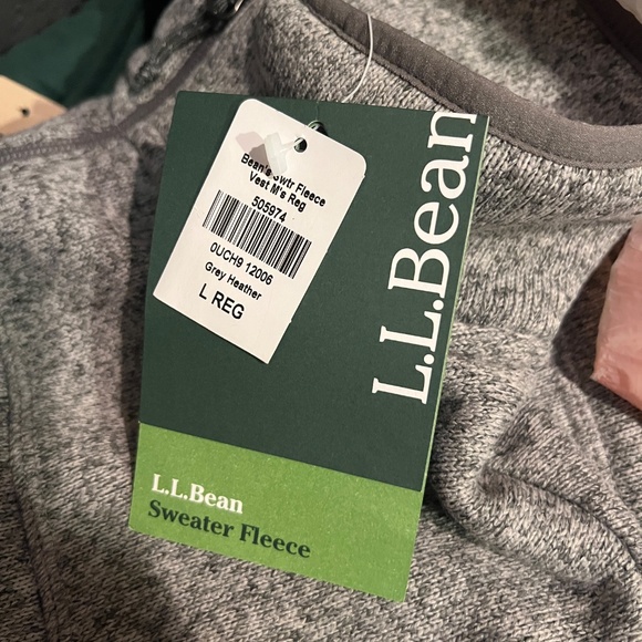 L.L. BEAN Men's Bean's Sweater Fleece Vest Size Large. - NWT GREY HEATHER - Picture 2 of 2
